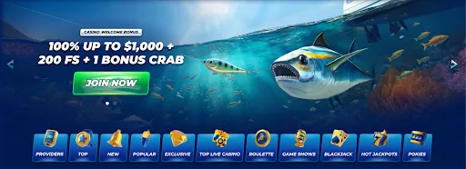 Bassbet welcome bonus 100% up to $1,000 + 200 FS + 1 Bonus Crab