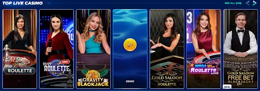 Live casino games: Speed Roulette, Mega Roulette, Gravity Blackjack, Gold Saloon Roulette, Mega Fire Blaze Roulette, Gold Saloon Free Bet Blackjack
